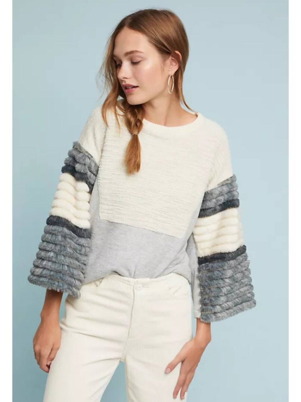 Amadi Faux Fur Stripe Patchwork Neve Sweatshirt